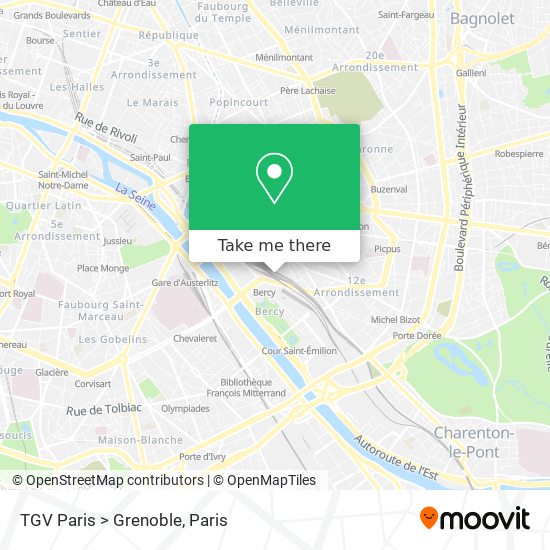Mapa TGV Paris > Grenoble