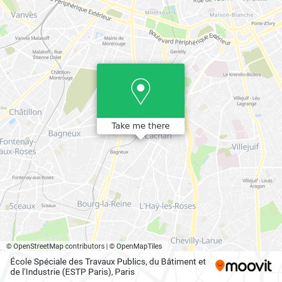 Mapa École Spéciale des Travaux Publics, du Bâtiment et de l'Industrie (ESTP Paris)