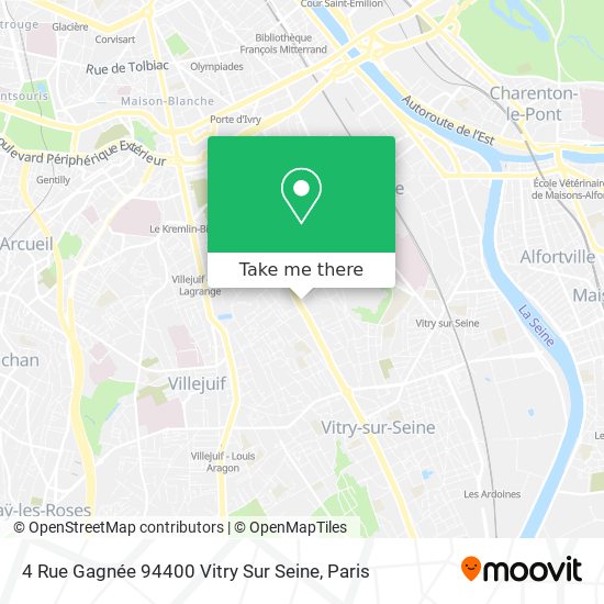 Mapa 4 Rue Gagnée 94400 Vitry Sur Seine