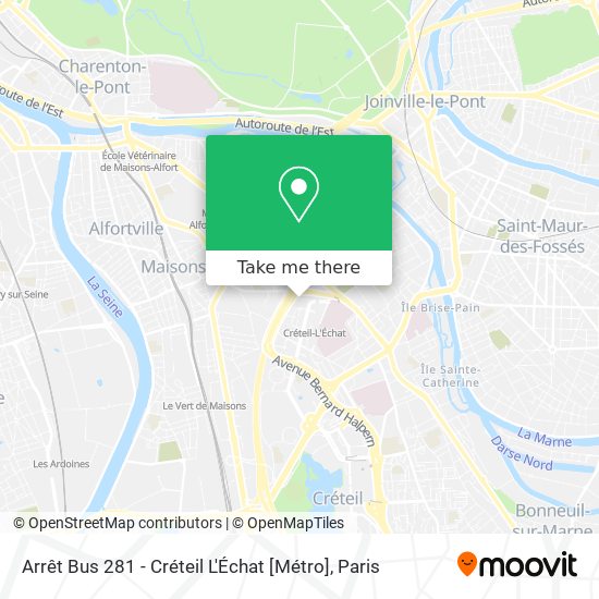 Arrêt Bus 281 - Créteil L'Échat [Métro] map