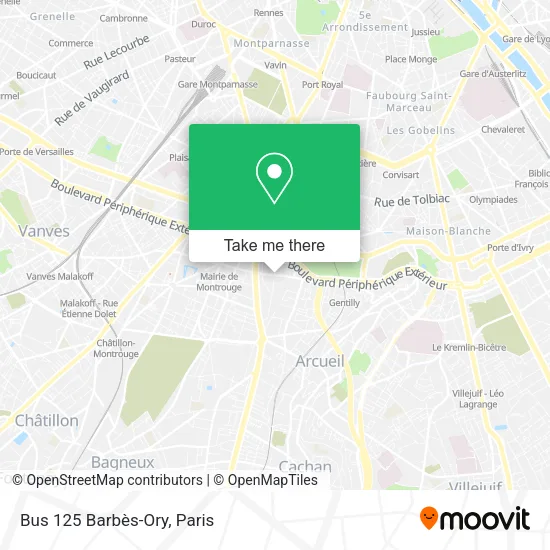 Bus 125 Barbès-Ory map