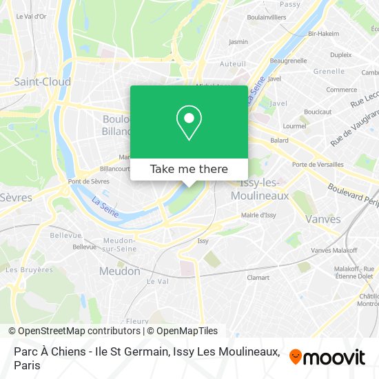 Mapa Parc À Chiens - Ile St Germain, Issy Les Moulineaux