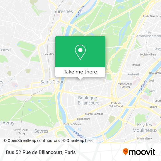 Mapa Bus 52 Rue de Billancourt