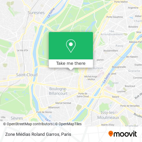 Mapa Zone Médias Roland Garros