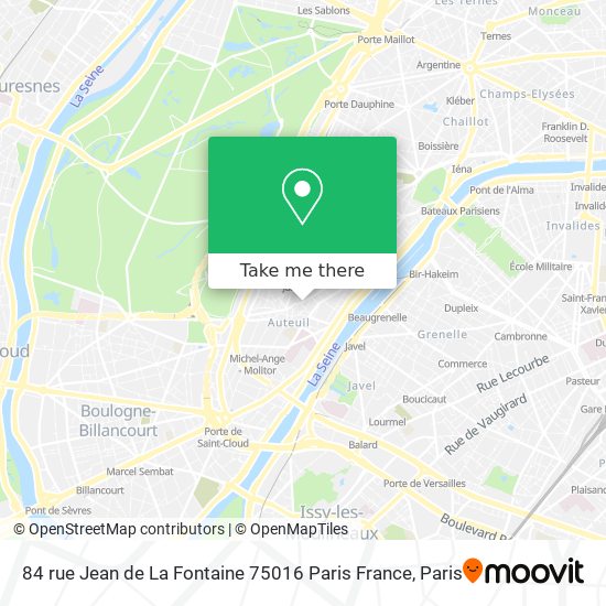 Mapa 84 rue Jean de La Fontaine 75016‎ Paris France