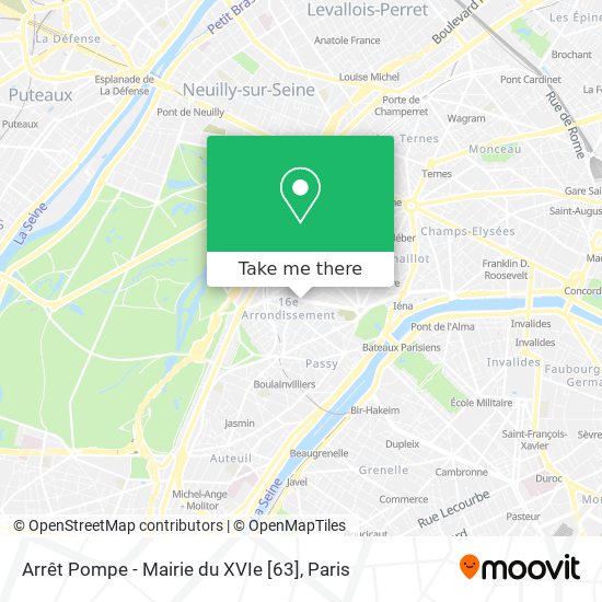 Arrêt Pompe - Mairie du XVIe [63] map