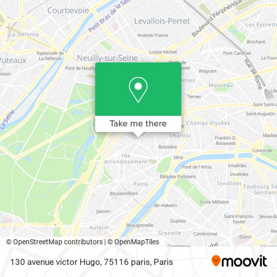 Mapa 130 avenue victor Hugo, 75116 paris