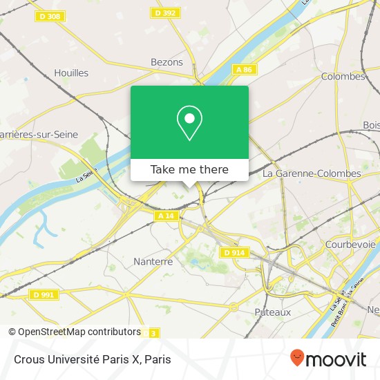 Mapa Crous Université Paris X