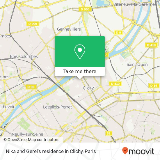 Mapa Nika and Gerel's residence in Clichy