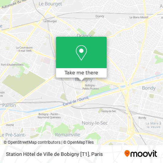 Mapa Station Hôtel de Ville de Bobigny [T1]