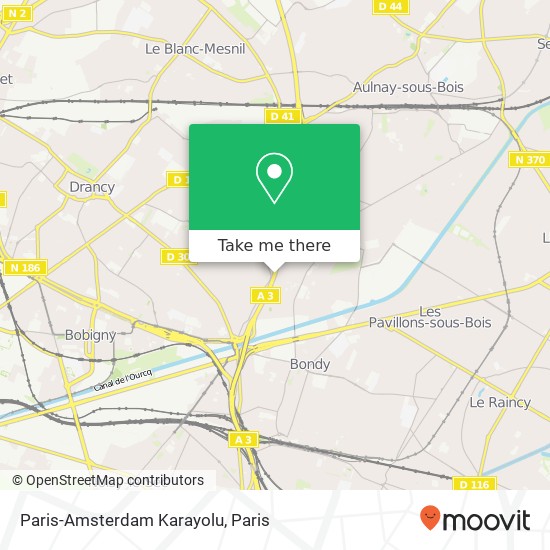 Mapa Paris-Amsterdam Karayolu