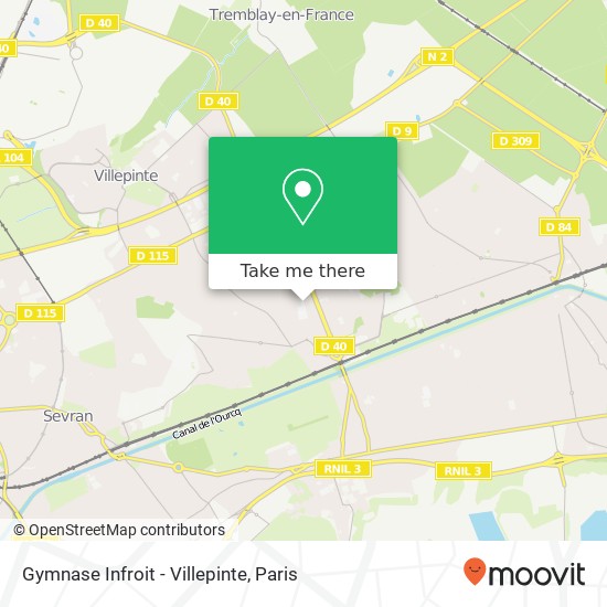 Mapa Gymnase Infroit - Villepinte