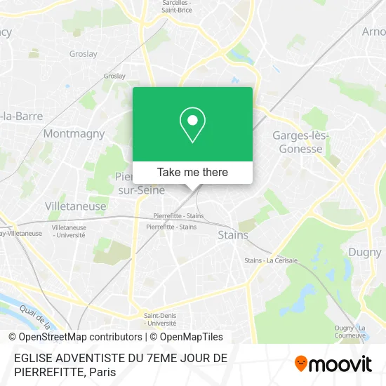 EGLISE ADVENTISTE DU 7EME JOUR DE PIERREFITTE map