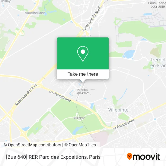 [Bus 640] RER Parc des Expositions map