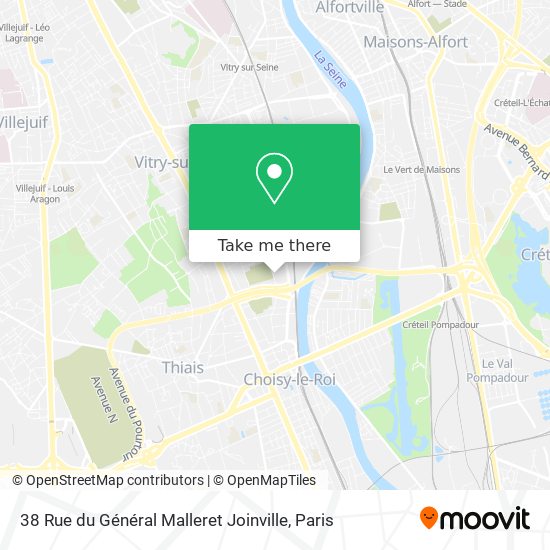 Mapa 38 Rue du Général Malleret Joinville