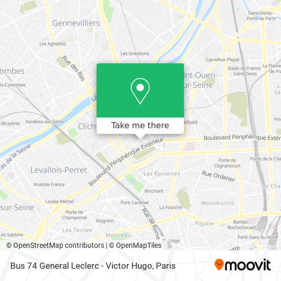 Bus 74 General Leclerc - Victor Hugo map