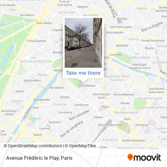 Mapa Avenue Frédéric le Play