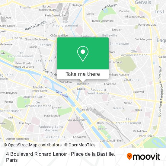 Mapa 4 Boulevard Richard Lenoir - Place de la Bastille