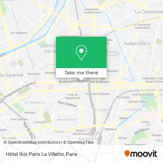 Mapa Hôtel Ibis Paris La Villette