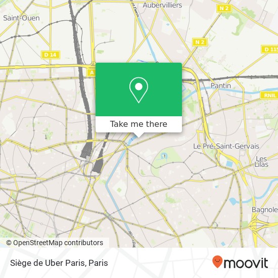 Mapa Siège de Uber Paris