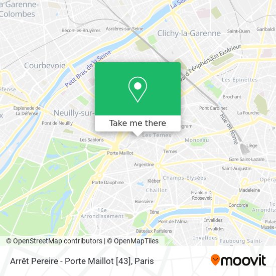 Mapa Arrêt Pereire - Porte Maillot [43]