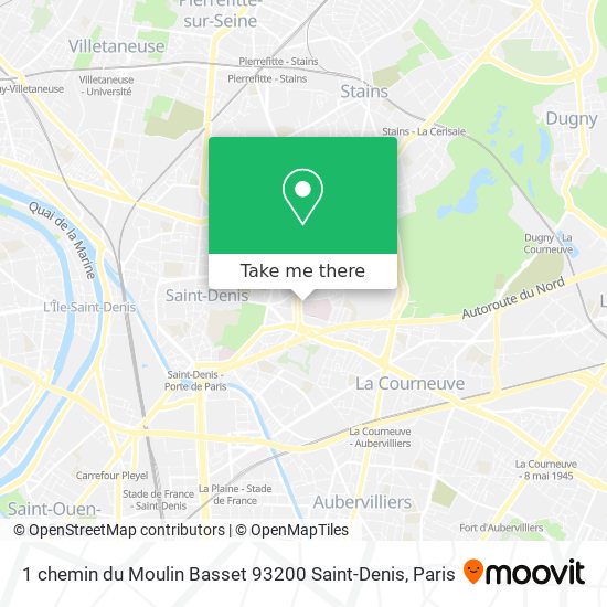 1 chemin du Moulin Basset 93200 Saint-Denis map