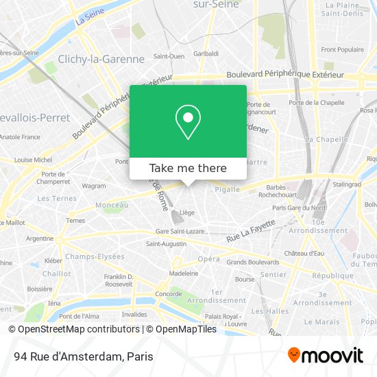 Mapa 94 Rue d'Amsterdam