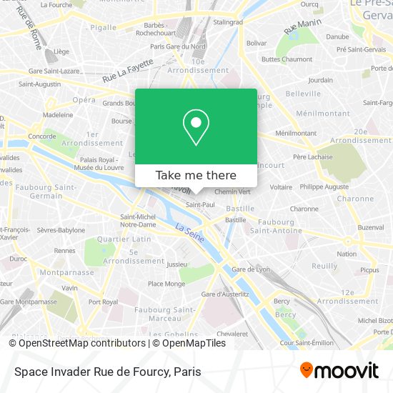 Mapa Space Invader Rue de Fourcy