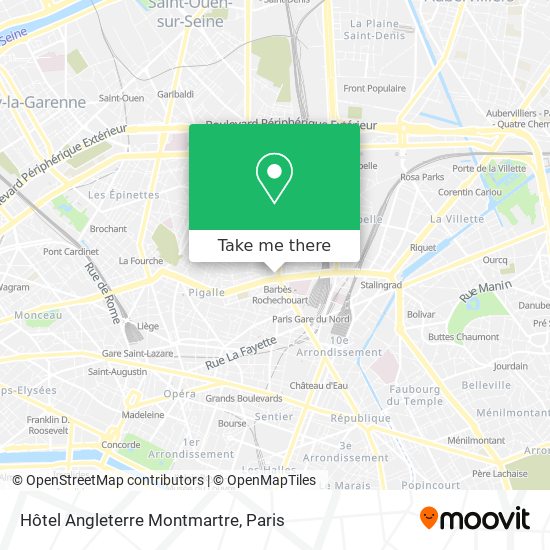 Mapa Hôtel Angleterre Montmartre