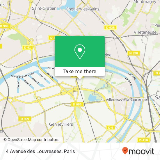 Mapa 4 Avenue des Louvresses