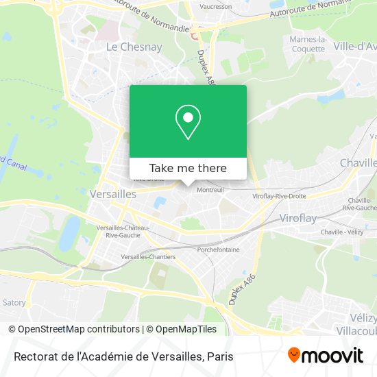 Mapa Rectorat de l'Académie de Versailles