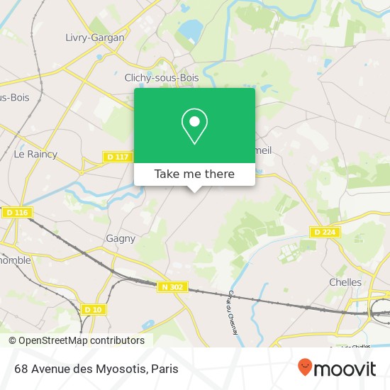 Mapa 68 Avenue des Myosotis