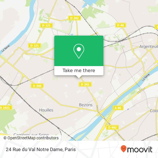 Mapa 24 Rue du Val Notre Dame