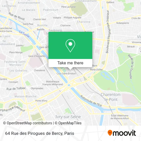 64 Rue des Pirogues de Bercy map