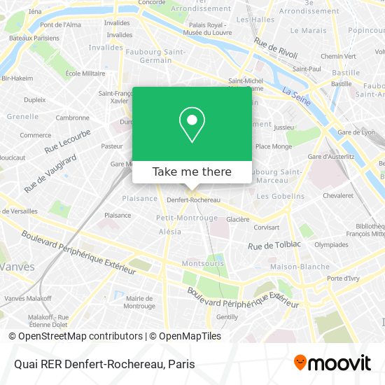 Quai RER Denfert-Rochereau map