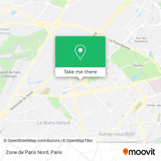 Mapa Zone de Paris Nord