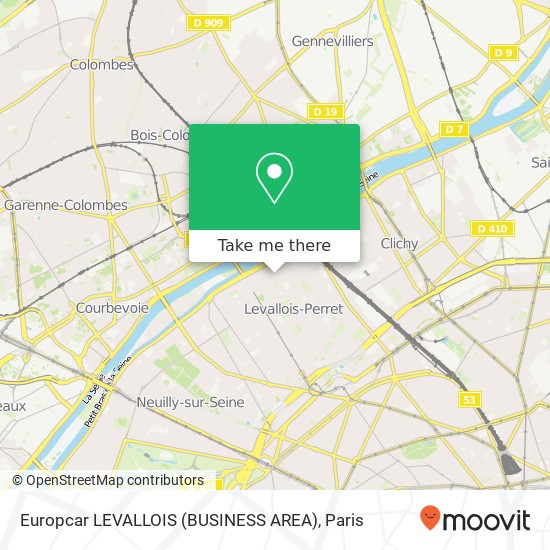 Mapa Europcar LEVALLOIS (BUSINESS AREA)