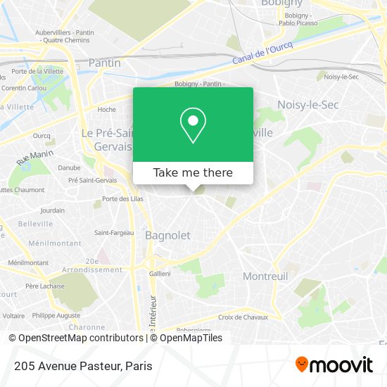 Mapa 205 Avenue Pasteur
