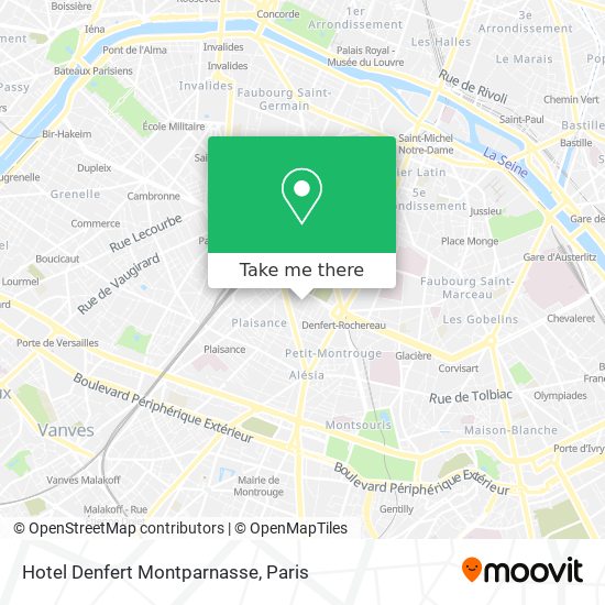 Hotel Denfert Montparnasse map