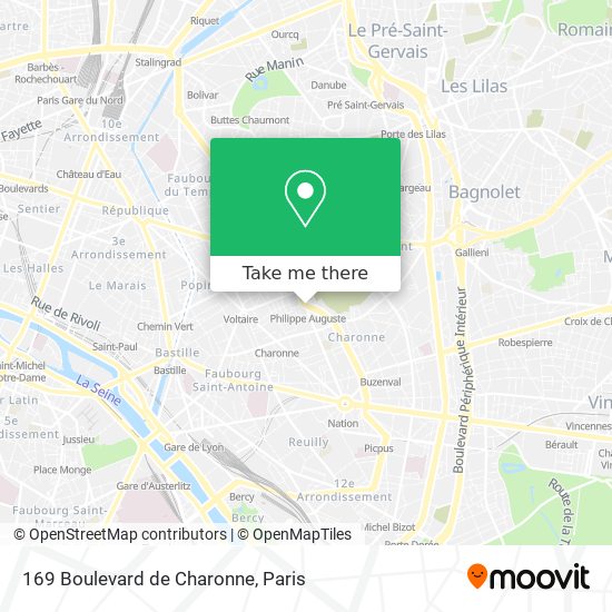 Mapa 169 Boulevard de Charonne