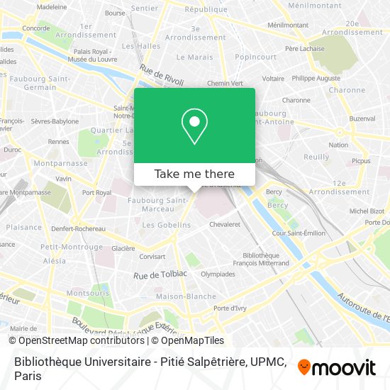 Mapa Bibliothèque Universitaire - Pitié Salpêtrière, UPMC