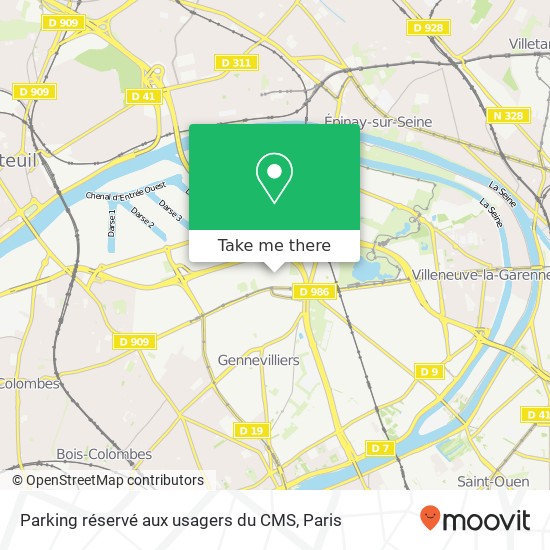 Mapa Parking réservé aux usagers du CMS