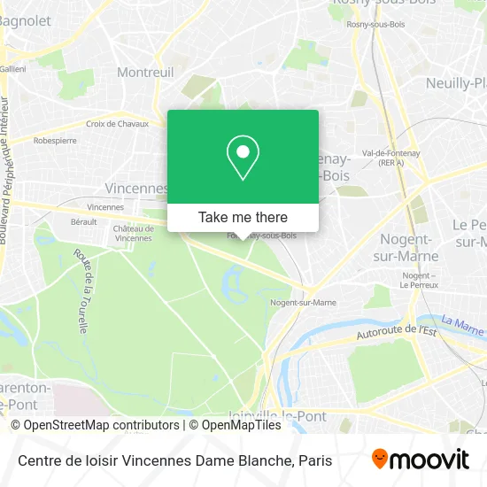 Centre de loisir Vincennes Dame Blanche map