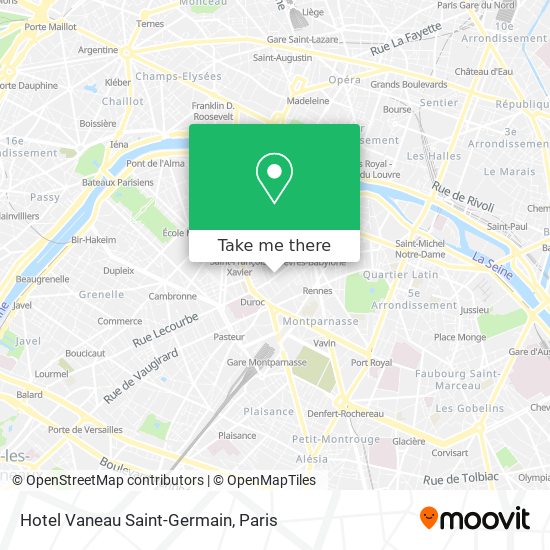 Hotel Vaneau Saint-Germain map