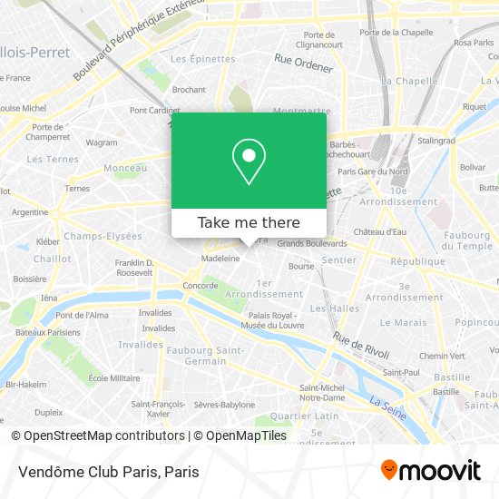 Mapa Vendôme Club Paris