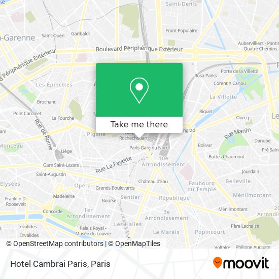 Mapa Hotel Cambrai Paris