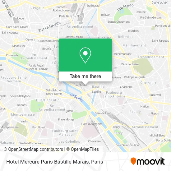 Hotel Mercure Paris Bastille Marais map