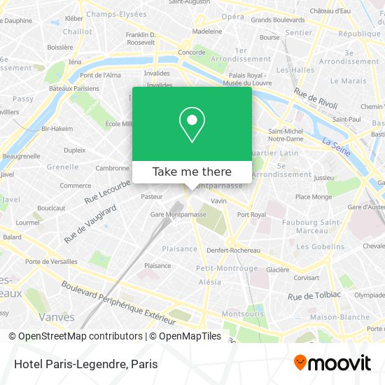 Mapa Hotel Paris-Legendre