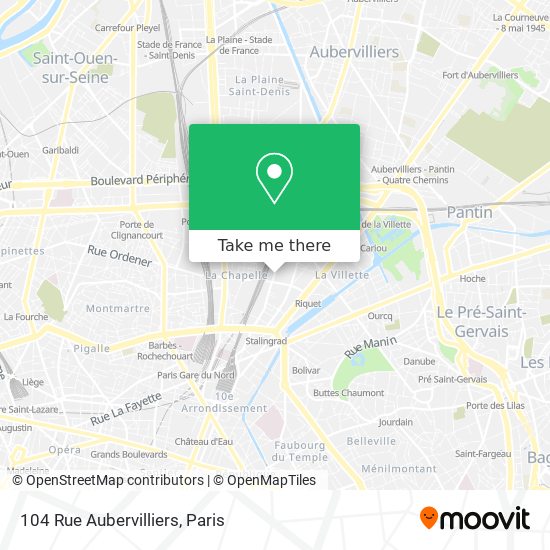 Mapa 104 Rue Aubervilliers