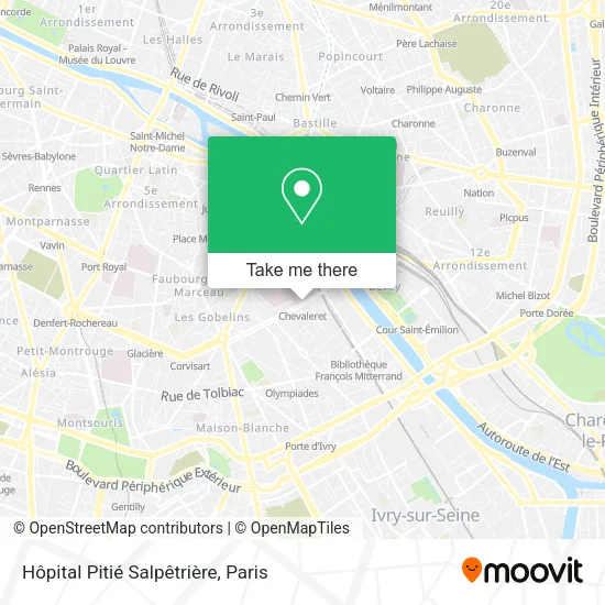 Mapa Hôpital Pitié Salpêtrière
